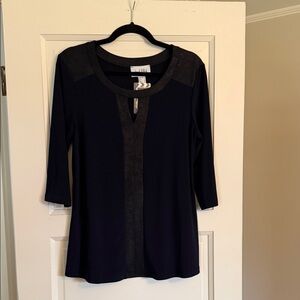 Joseph Ribkoff Navy Long Sleeve Top with keyhole